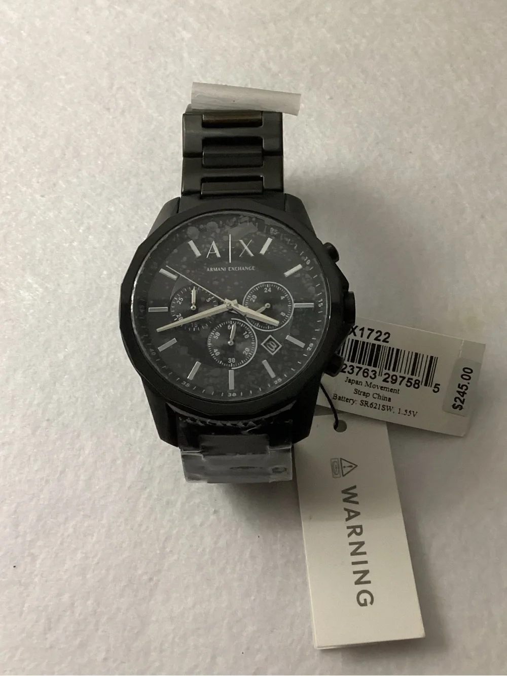 A/X Armani Exchange Chronograph Black Stainless Steel Bracelet Watch 44mm